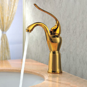 Classic Ti-PVD Finish Solid Brass Bathroom Sink Tap T0420G - Click Image to Close