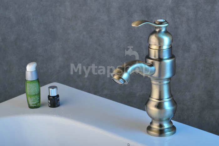 Solid Brass Bathroom Sink Tap - Nickel Brushed Finish T0427N