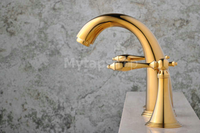 Ti-PVD Widespread Two Handles Bathroom Sink Tap T0453G - Click Image to Close