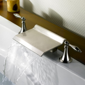 Nickel Brushed Waterfall Widespread Bathtub Tap T0476 - Click Image to Close