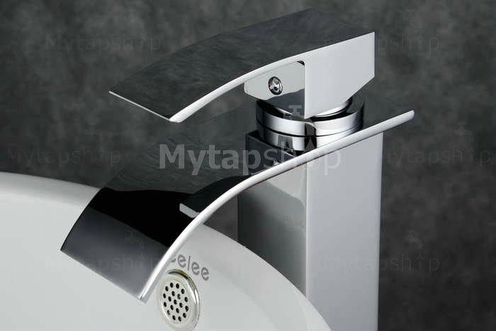 Contemporary Brass Waterfall Bathroom Sink Tap (Tall) T0517H