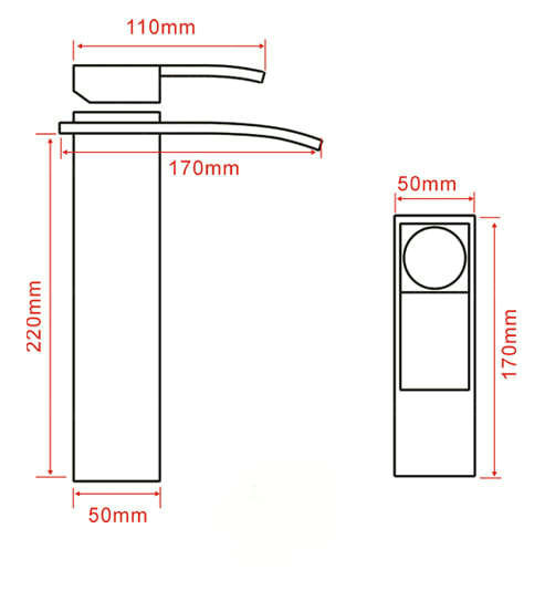 Contemporary Brass Waterfall Bathroom Sink Tap (Tall) T0517H