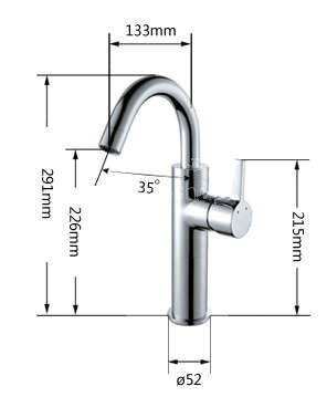 Chrome Finish Solid Brass Bathroom Sink Tap (Tall)T0542H - Click Image to Close