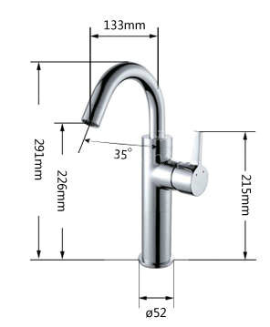 Chrome Finish Solid Brass Bathroom Sink Tap (Tall)T0542H