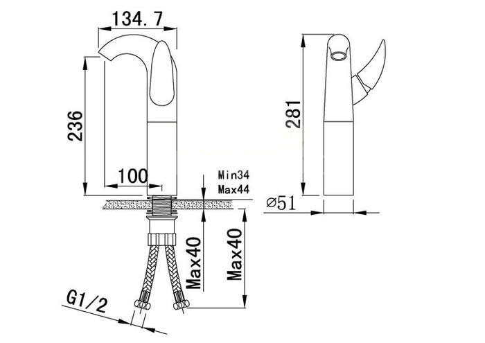 Contemporary Centerset Chrome Finish Bathroom Sink Tap Tall T0548H - Click Image to Close