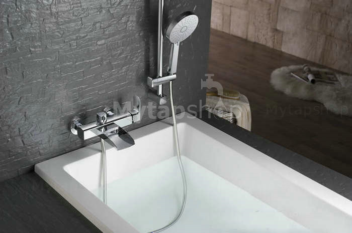 Contemporary Single Handle Wall-mount Waterfall Shower Set Tap - T0556W - Click Image to Close