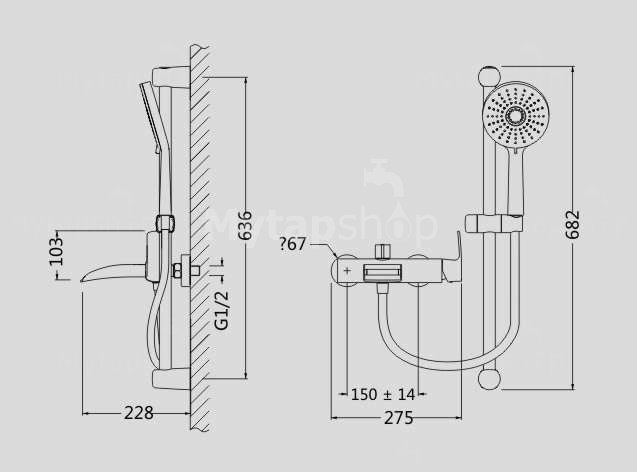 Contemporary Single Handle Wall-mount Waterfall Shower Set Tap - T0556W - Click Image to Close