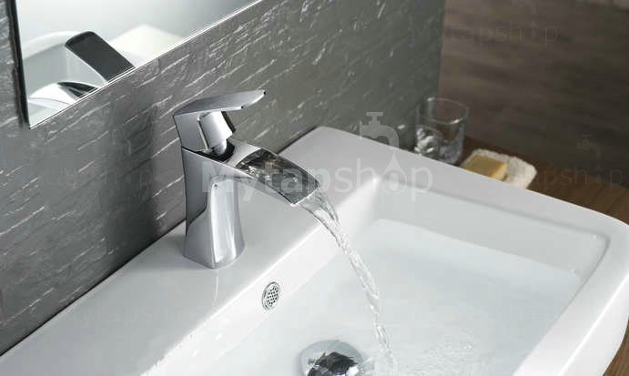 Waterfall Bathroom Sink Tap (Chrome Finish) T0556 - Click Image to Close