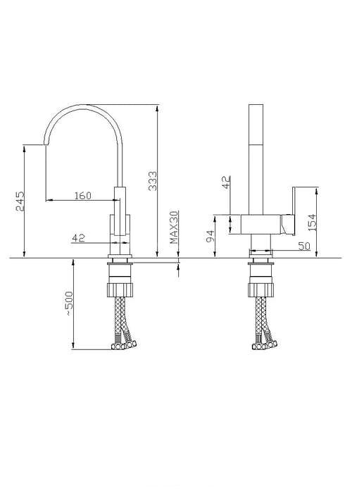 Chrome Finish Solid Brass Kitchen Tap T0721