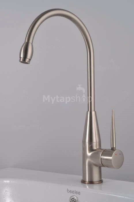 Contemporary Solid Brass Kitchen Tap - Nickel Brushed Finish T0726 - Click Image to Close