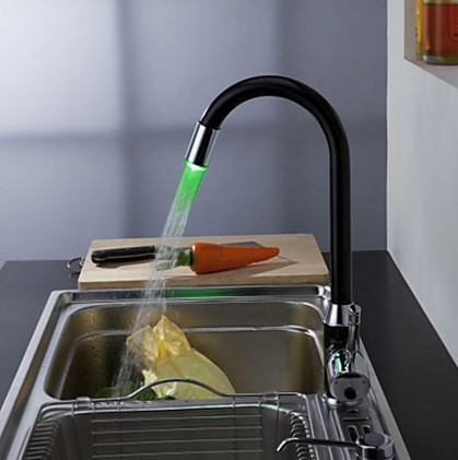 Painting Finish Kitchen Tap with Color Changing LED Light T0742F - Click Image to Close