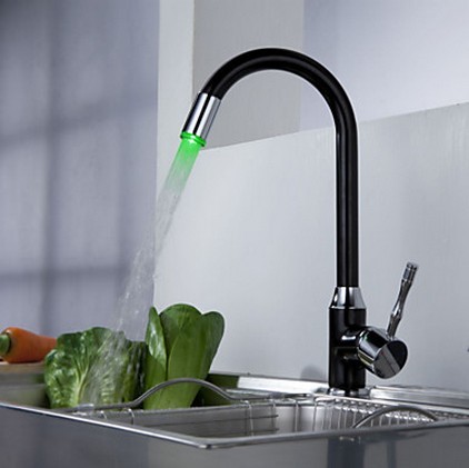 Painting Finish Kitchen Tap with Color Changing LED Light T0742F - Click Image to Close
