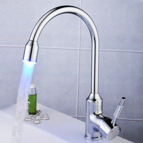 Contemporary Single Handle LED Chrome Kitchen Tap - T0756F