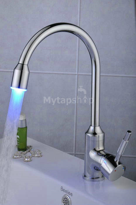 Contemporary Single Handle LED Chrome Kitchen Tap - T0756F