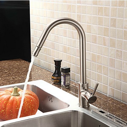 Nickel Brushed Finish Pull-Out Kitchen Tap T0757