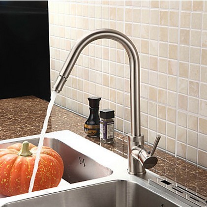 Nickel Brushed Finish Pull-Out Kitchen Tap T0757 - Click Image to Close