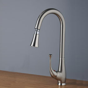 Nickel Brushed Single Handle Centerset Kitchen Tap (T0760S) - Click Image to Close