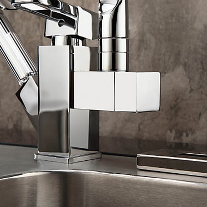 Contemporary Color Changing LED Pull Out KitchenTap-Chrome Finish T0790F - Click Image to Close