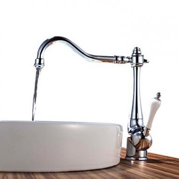 Chrome Finish Brass White Handle Kitchen Tap T0797 - Click Image to Close