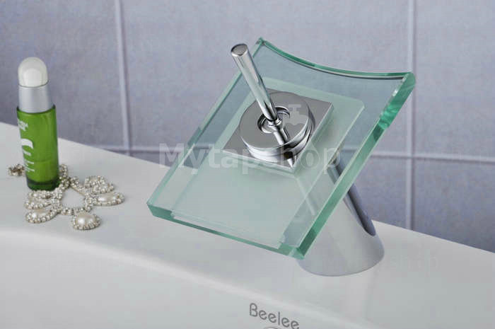 Contemporary Single Handle Waterfall LED Bathroom Sink Tap T0801F