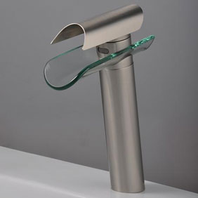 Contemporary Single Handle Nickel Brushed Bathroom Sink Tap T0814HS - Click Image to Close