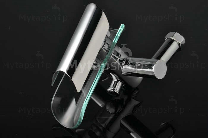 Contemporary Single Handle Wall-Mount Waterfall Glass Shower Tap T0814W - Click Image to Close