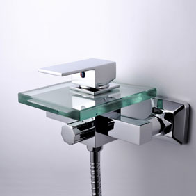 Waterfall Tub Tap with Glass Spout Wall Mount T0815W