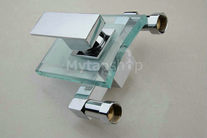 Waterfall Tub Tap with Glass Spout Wall Mount T0815W - Click Image to Close