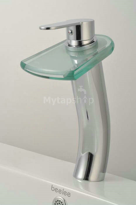 Contemporary Color Changing LED Tall Waterfall Bathroom Sink Tap - T0816HF - Click Image to Close