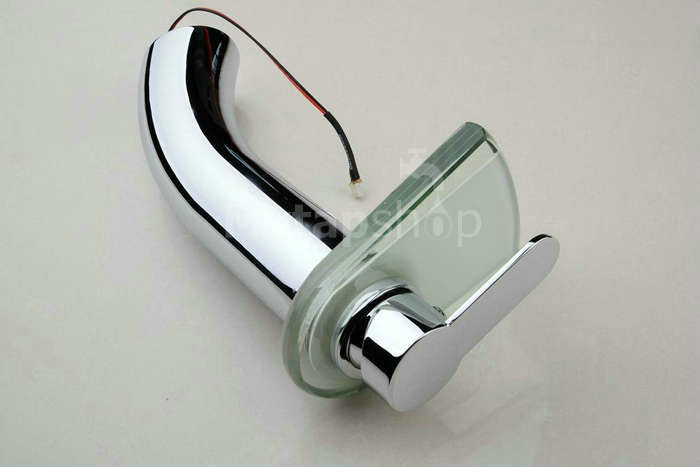 Contemporary Color Changing LED Tall Waterfall Bathroom Sink Tap - T0816HF - Click Image to Close