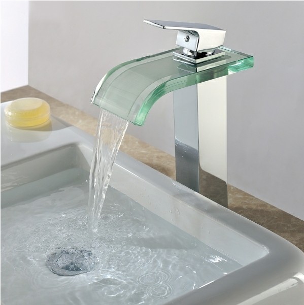 Single Handle Chrome Waterfall Bathroom Sink Tap T0822H - Click Image to Close