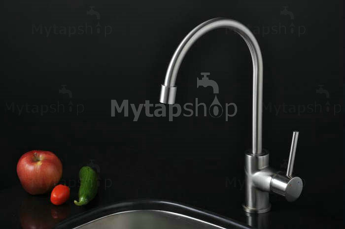 Nickel Brushed Single Handle Kitchen Tap (T1703S) - Click Image to Close