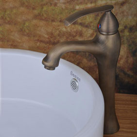 Bronze Single Handle Centerset Antique Bathroom Sink Tap T1715B - Click Image to Close
