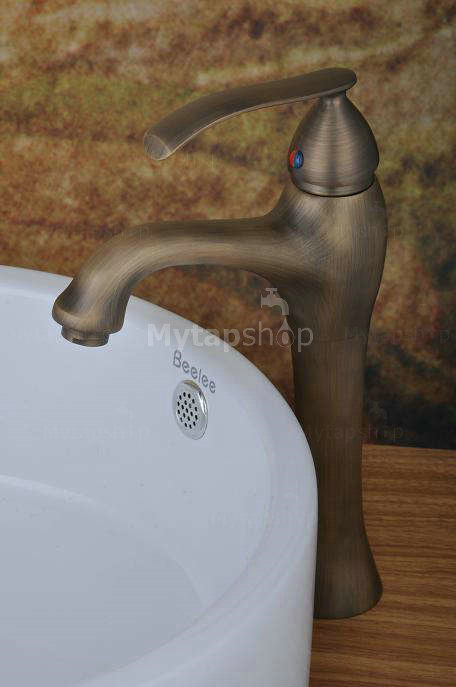 Bronze Single Handle Centerset Antique Bathroom Sink Tap T1715B