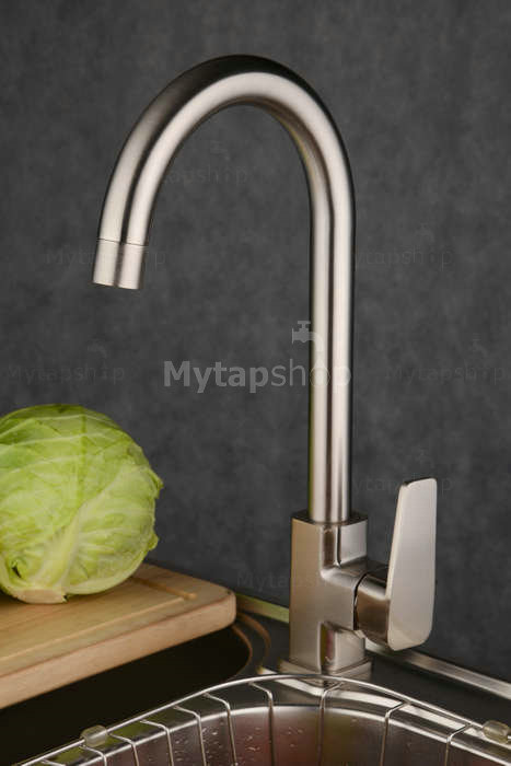 Nickel Brushed Single Handle Kitchen Tap T1728N - Click Image to Close