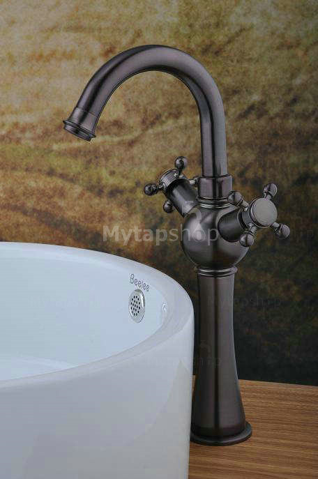 Oil Rubbed Bronze Double Handle Centerset Antique Bathroom Sink Tap T1808B - Click Image to Close