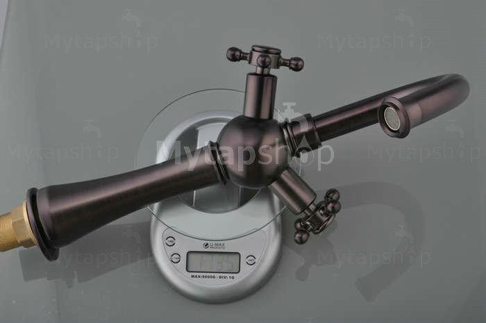 Oil Rubbed Bronze Double Handle Centerset Antique Bathroom Sink Tap T1808B - Click Image to Close