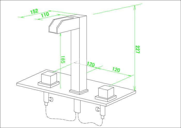 Contemporary Two Handles Chrome Waterfall LED Bathroom Sink Tap - T8005-1