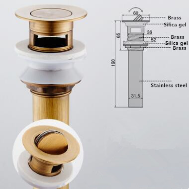 Antique Brass Pop Up Drain With Overflow AB0300A