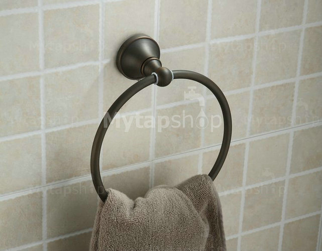 Black Rubbed Bronze Round Towel Ring TAB1007 - Click Image to Close