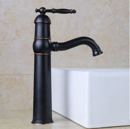Brass Antique Black Bronze Bathroom Mixer Sink Tap Rotatable BT1123Q - Click Image to Close
