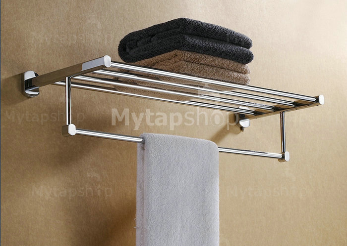 Chrome Finish Bathroom Rack With Towel Bar TCB1004 - Click Image to Close