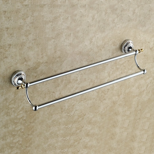 Chrome Finish Double Bars Towel Rack TCB7802 - Click Image to Close