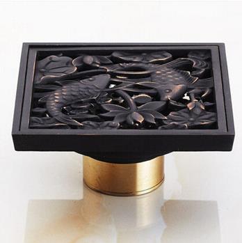 Antique 4 Inch Brass Black Bronze Floor Drain FD023 - Click Image to Close