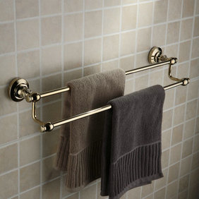 Antique Brass Ti-PVD Wall-mounted Double Towel Bar TGB1003 - Click Image to Close