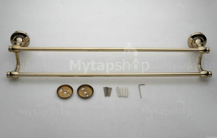 Antique Brass Ti-PVD Wall-mounted Double Towel Bar TGB1003 - Click Image to Close