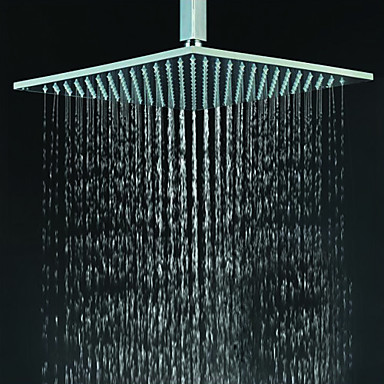 Contemporary Square Chrome Stainless Steel Faint LED Light Shower Head HB12F