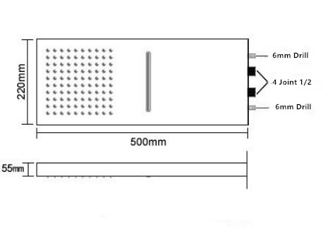 High Quality 304 Stainless Steel Rectangle Rainfall Shower Head HB53B