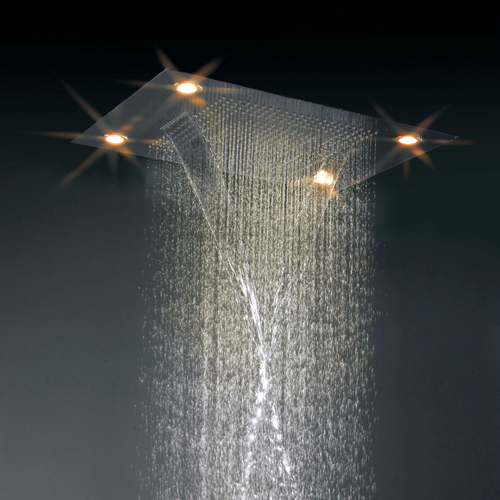 Contemporary 35 Inch Luxury Square Rainfall LED Shower Tap HN35F - Click Image to Close