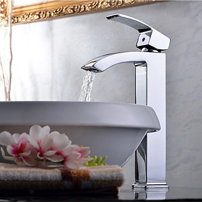 Contemporary Chrome One Hole Single Handle Bathroom Sink Tap TQ0531H - Click Image to Close